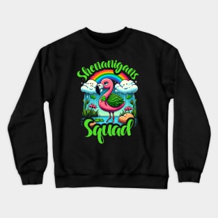 Shenanigan Squad Irish Flamingo Leprechaun St Patrick's Day Crewneck Sweatshirt